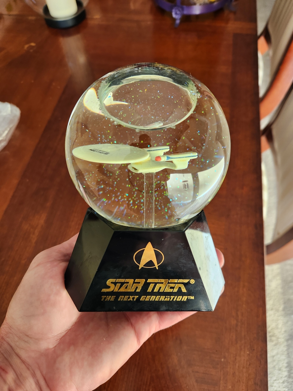 1993 Star Trek The Next Generation Black & Clear Snow Globe Decorative Accent